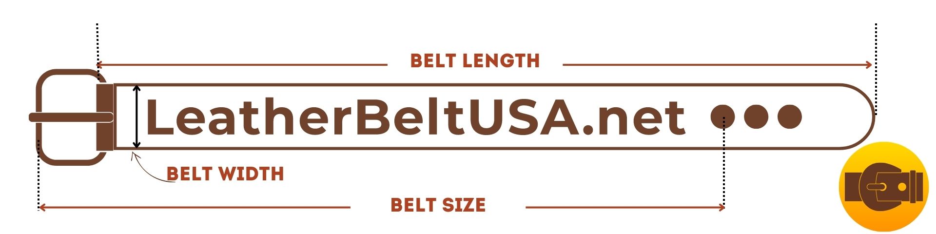 Belt dimensions, how to measure: belt width and length.