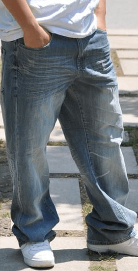 Shoes and wide jeans in men