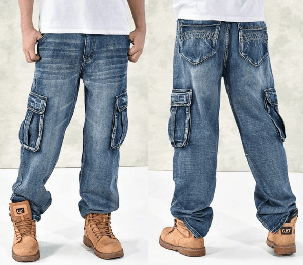 Shoes and wide jeans in men
